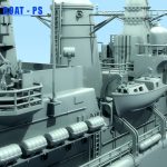 13 - HMS Argonaut - Detail view - Machine gun & boat - PS