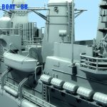 14 - HMS Argonaut - Detail view - Machine gun & boat - SB